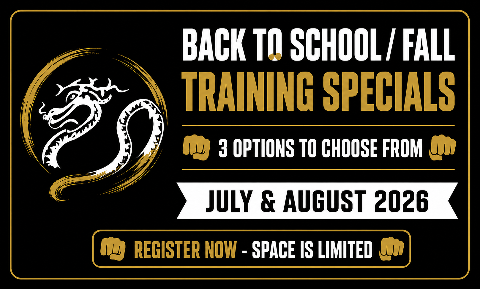 Back To School / Fall Training Specials